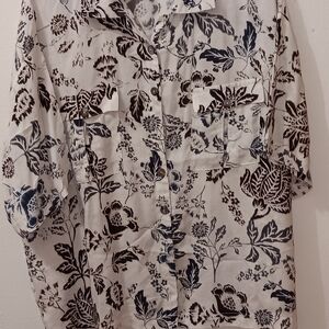 Olivaceous Black and White Floral Men's Shirt